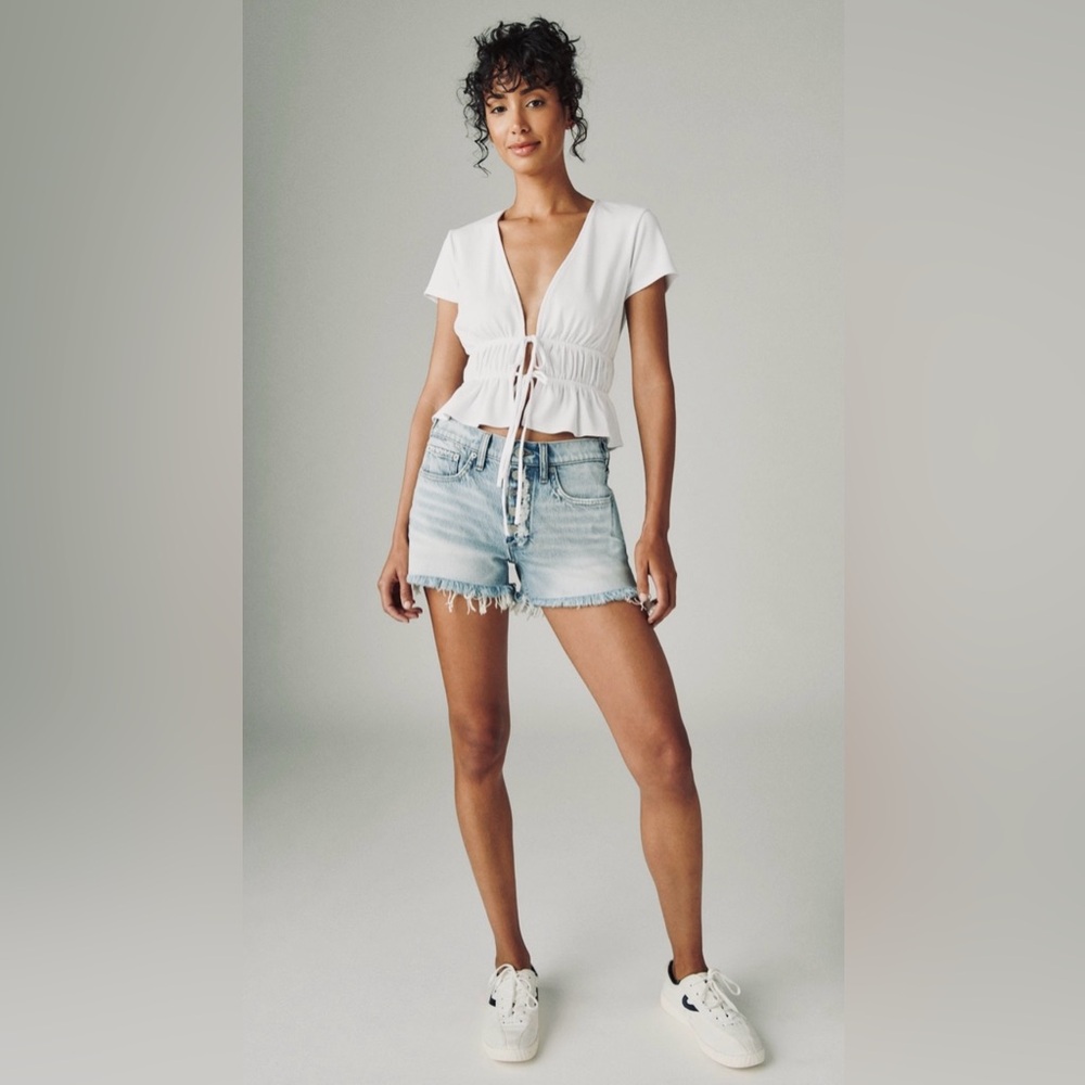 Lucky Brand White Tie-Front Crop Top